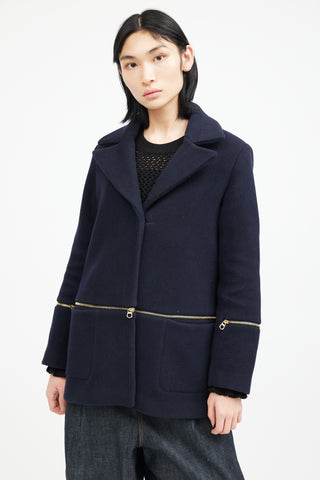 Sandro Navy 
Gold Wool Zip Jacket