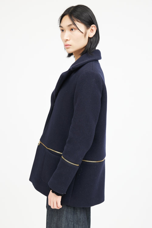 Sandro Navy 
Gold Wool Zip Jacket