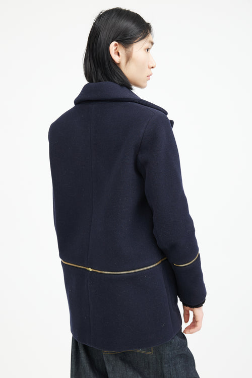 Sandro Navy 
Gold Wool Zip Jacket