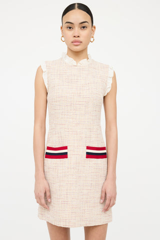 Sandro Tweed Ruffle Trim Dress