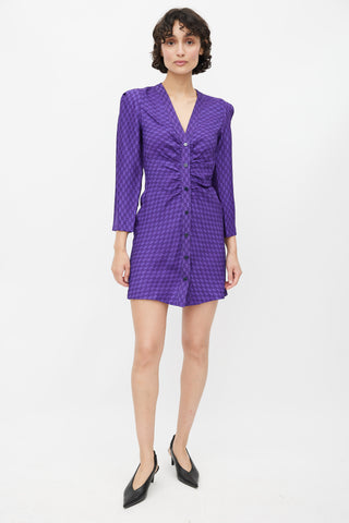 Sandro Purple Geometric Jacquard Dress