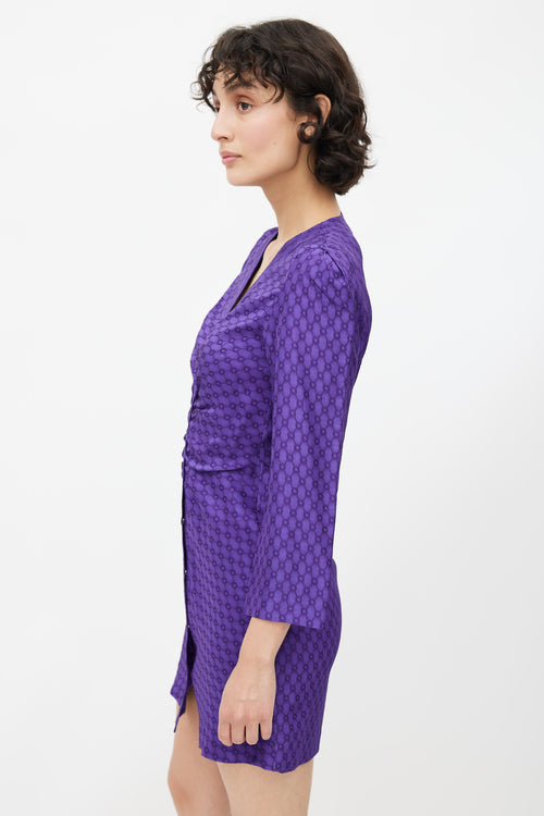 Sandro Purple Geometric Jacquard Dress