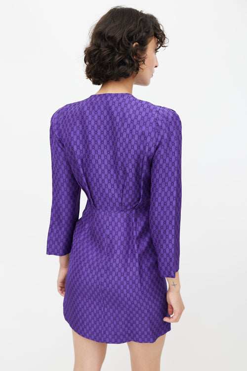 Sandro Purple Geometric Jacquard Dress