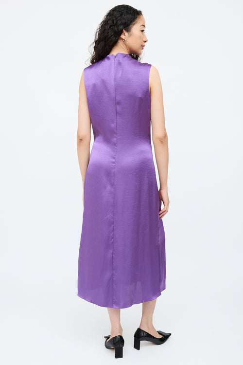 SandroPurple Satin Ruched Dress