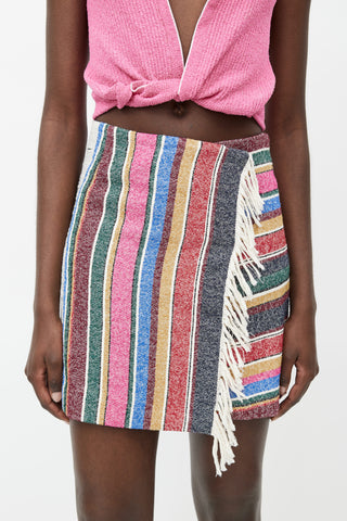 Sandro Multicolour Woven Fringe Skirt