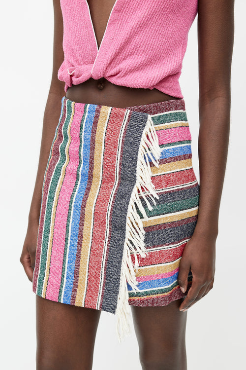 Sandro Multicolour Woven Fringe Skirt