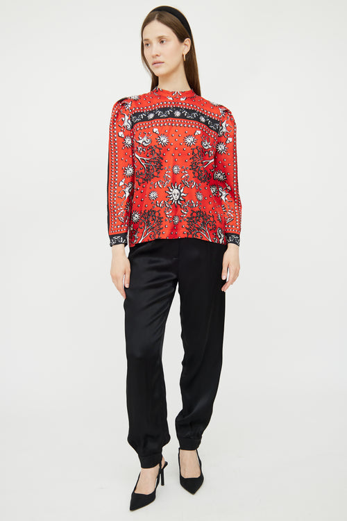 Red 
Multi Patterned Silk Blouse Sandro