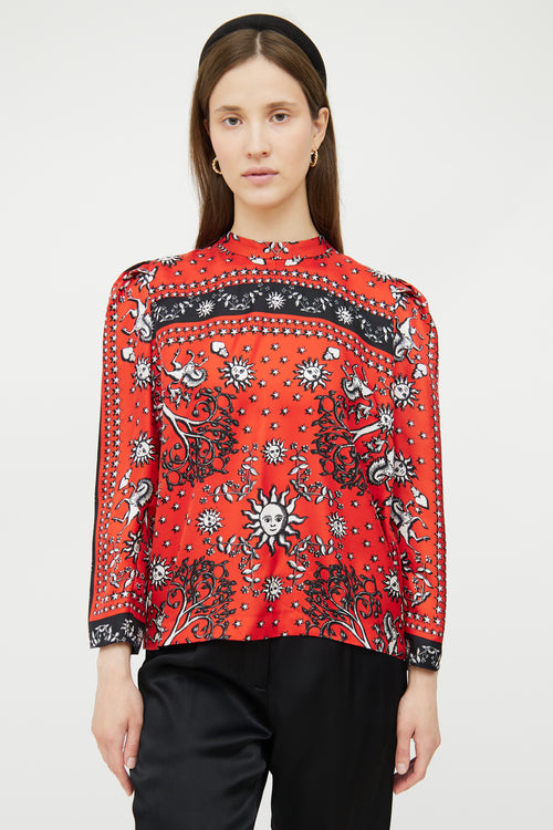 Red 
Multi Patterned Silk Blouse Sandro