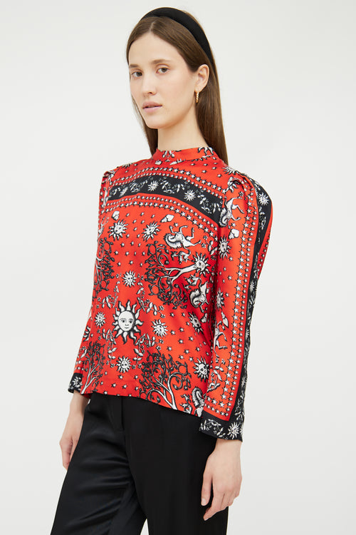 Red 
Multi Patterned Silk Blouse Sandro