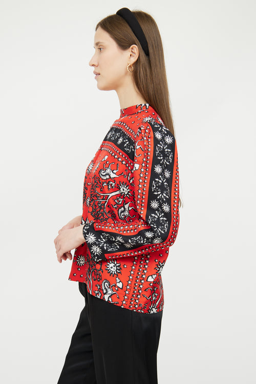 Red 
Multi Patterned Silk Blouse Sandro