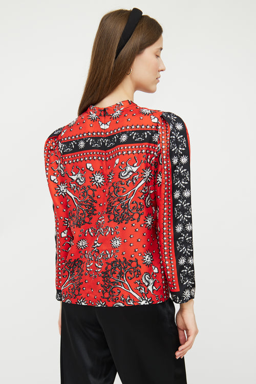 Red 
Multi Patterned Silk Blouse Sandro