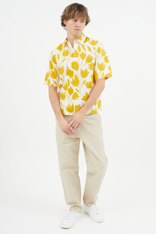 Sandro White 
Yellow Floral Shirt