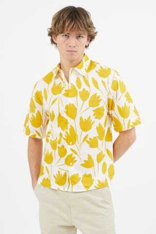 Sandro White 
Yellow Floral Shirt