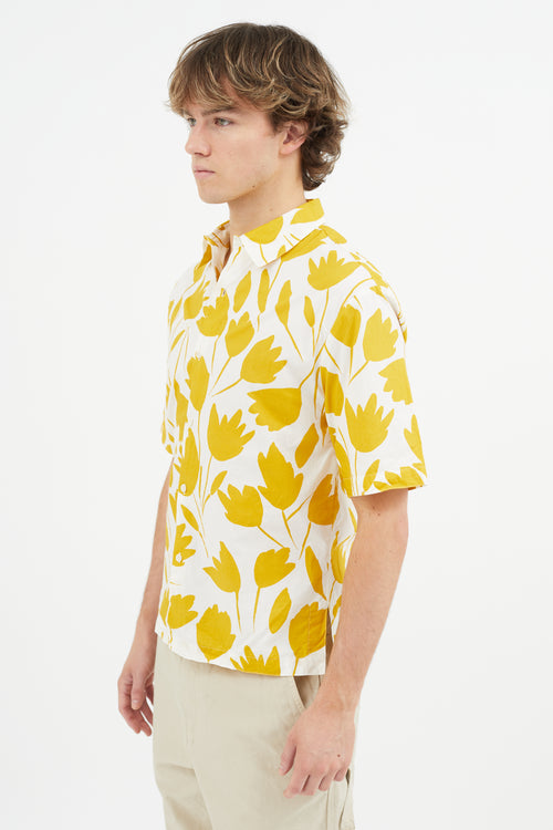 Sandro White 
Yellow Floral Shirt