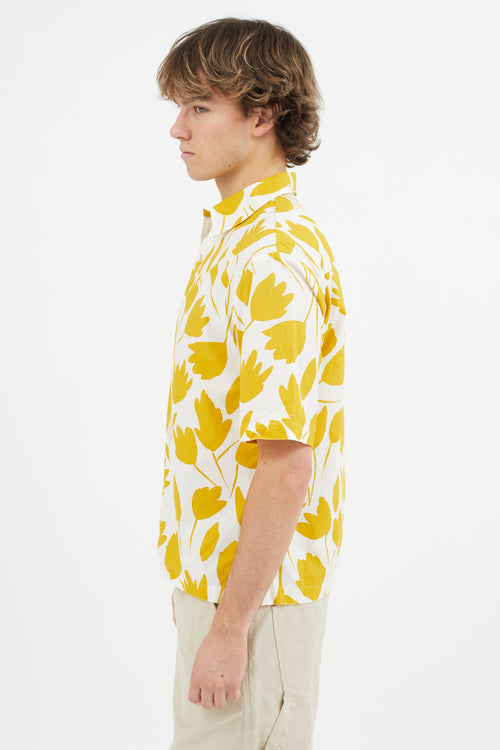 Sandro White 
Yellow Floral Shirt