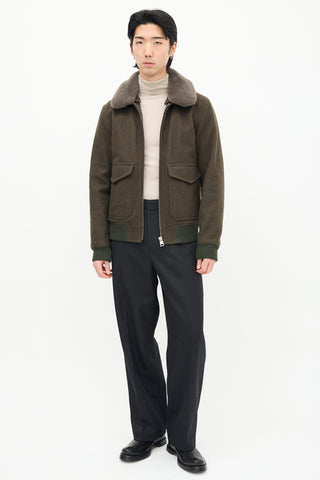 Sandro Green Wool 
Sherpa Collar Jacket