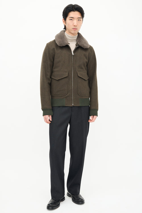 Sandro Green Wool 
Sherpa Collar Jacket