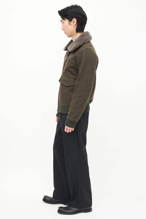 Sandro Green Wool 
Sherpa Collar Jacket