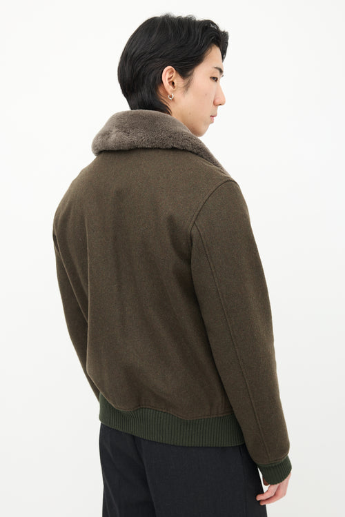 Sandro Green Wool 
Sherpa Collar Jacket