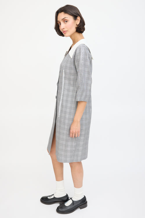 Sandy Liang Black 
White Check Printed Leo Dress