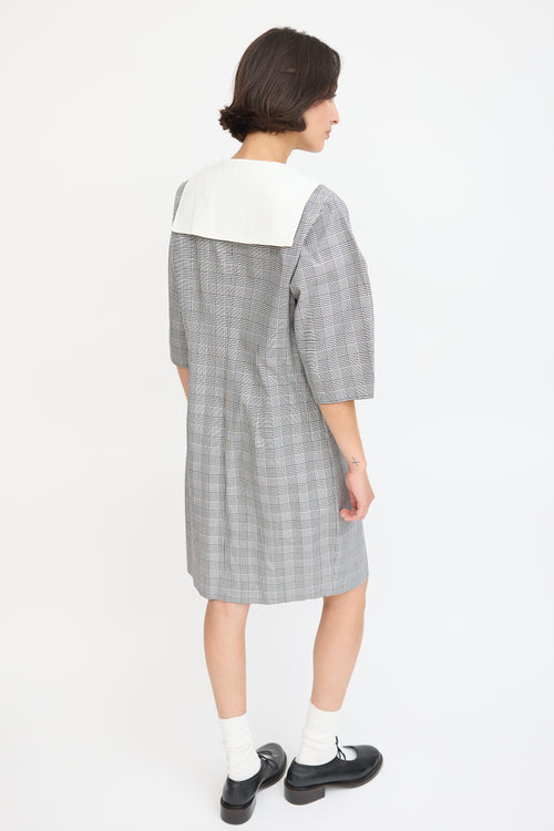 Sandy Liang Black 
White Check Printed Leo Dress