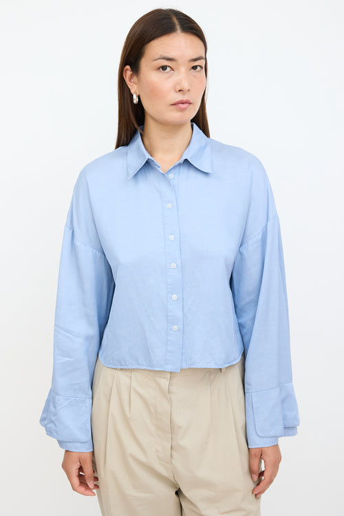 Blue Oversized Cropped Shirt