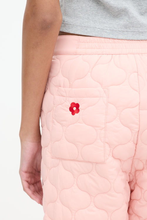 Sandy Liang Pink Quilted Nylon Cropped Trouser