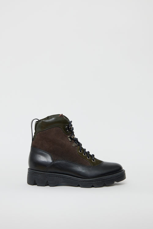 Santoni Black 
Multi Leather Hiking Boot