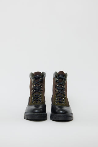 Santoni Black 
Multi Leather Hiking Boot