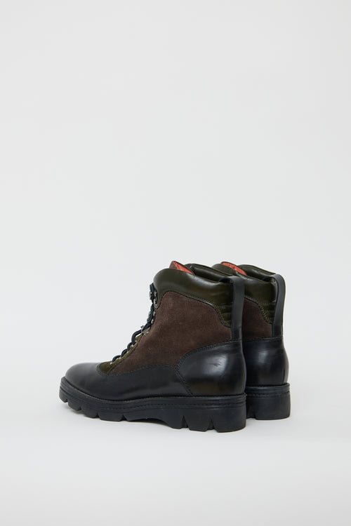 Santoni Black 
Multi Leather Hiking Boot