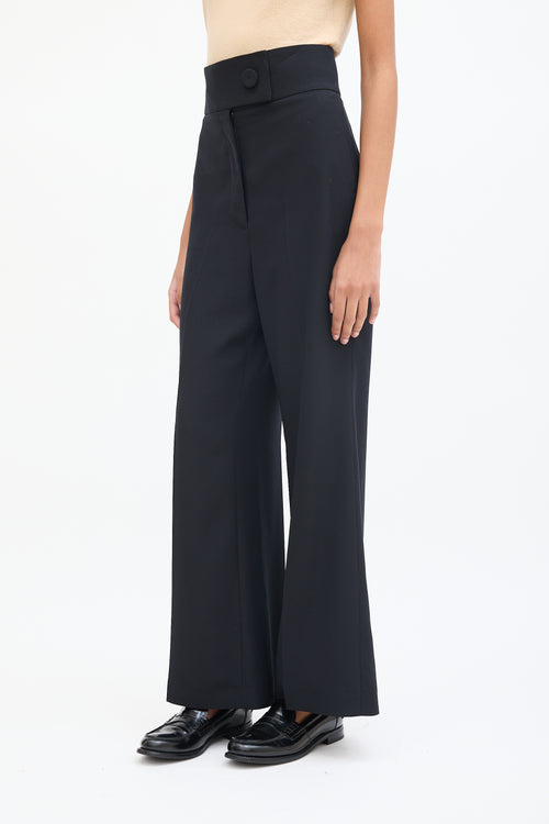 Sara Battaglia Black Drop Seat Straight Leg Trouser