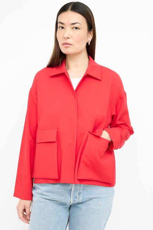 Sarah Pacini Red Wool Chore Jacket