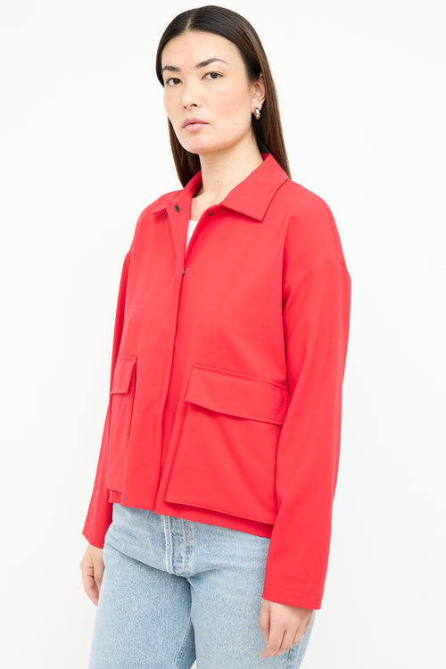 Sarah Pacini Red Wool Chore Jacket