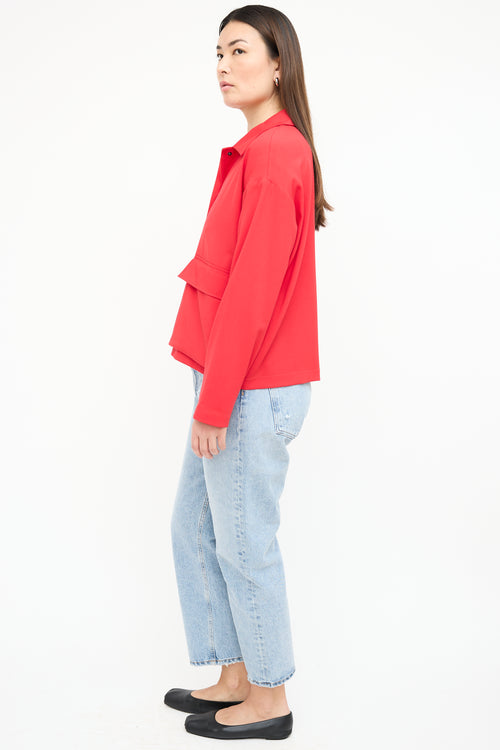 Sarah Pacini Red Wool Chore Jacket