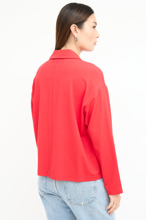 Sarah Pacini Red Wool Chore Jacket