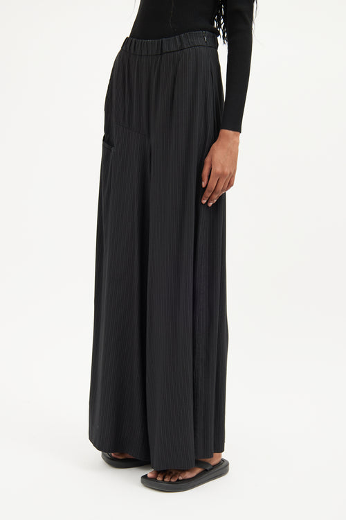 Sarah Pacini Black Asymmetrical Panel Wide Trouser