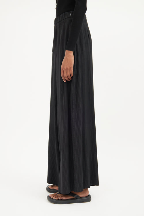 Sarah Pacini Black Asymmetrical Panel Wide Trouser