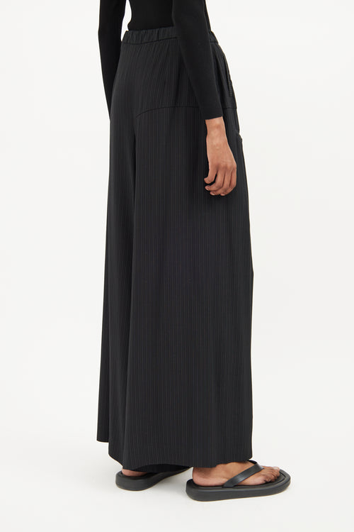 Sarah Pacini Black Asymmetrical Panel Wide Trouser