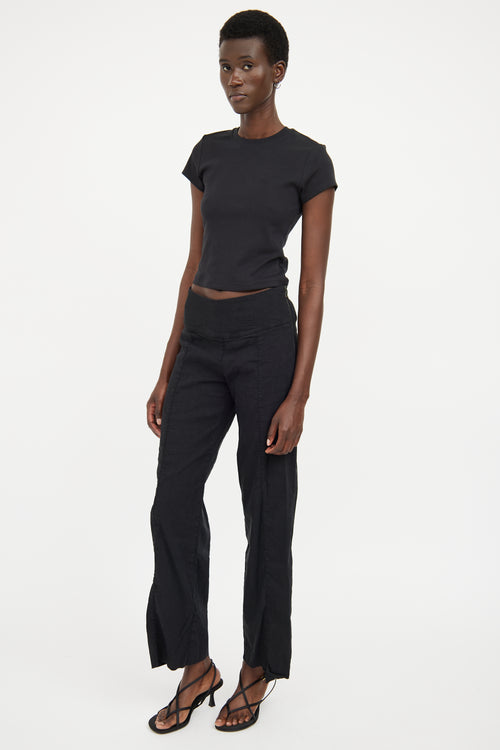 Sarah Pacini Black Panel Straight Leg Pant