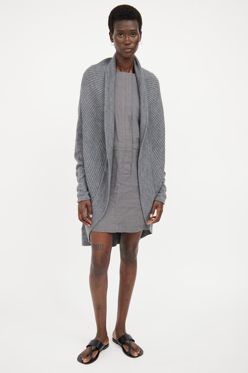 Sarah Pacini Grey Wool Blend Knit Cardigan