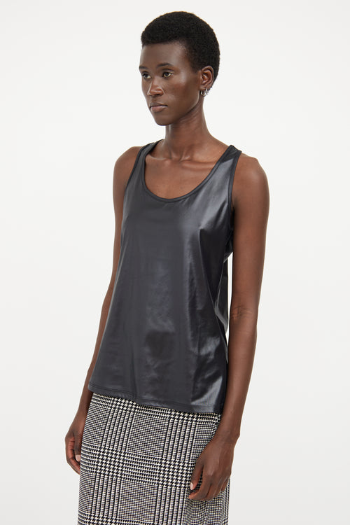 Sarah Pacini Black Faux Leather Tank