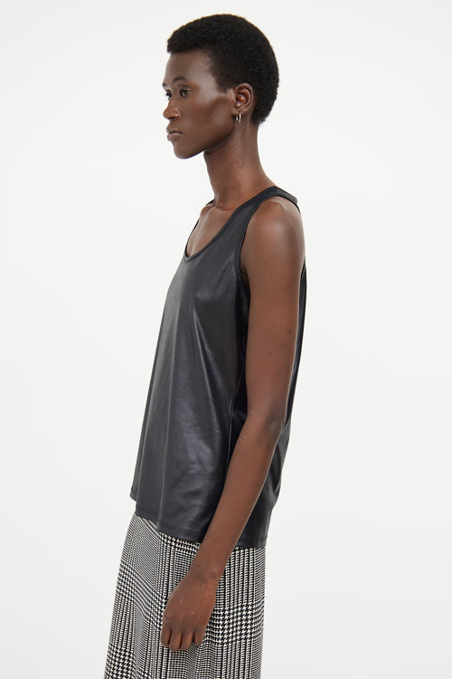 Sarah Pacini Black Faux Leather Tank