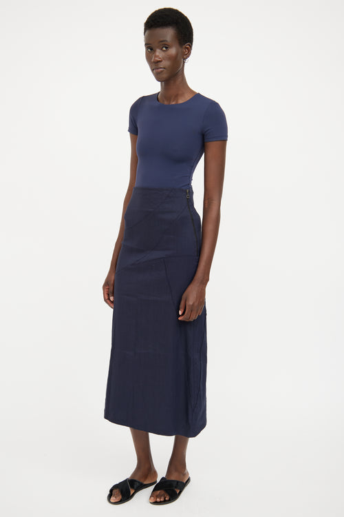 Sarah Pacini Navy Panel Midi Skirt