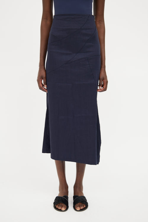 Sarah Pacini Navy Panel Midi Skirt