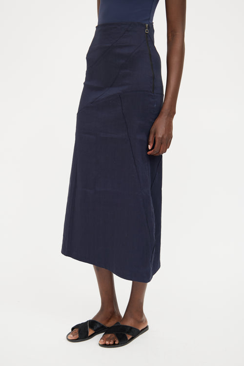 Sarah Pacini Navy Panel Midi Skirt