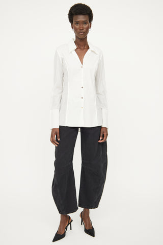 Sarah Pacini White Layered Collar Shirt