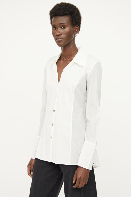 Sarah Pacini White Layered Collar Shirt