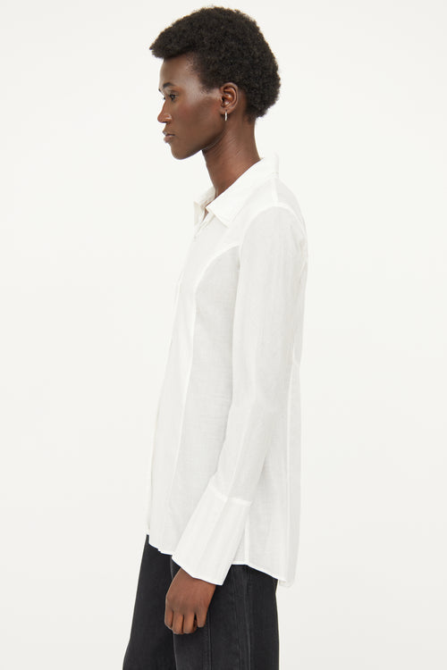 Sarah Pacini White Layered Collar Shirt