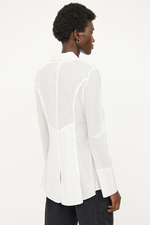 Sarah Pacini White Layered Collar Shirt