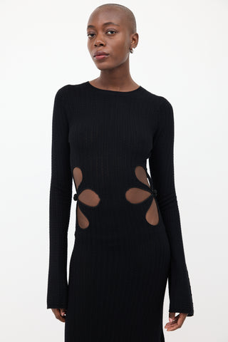 Sau Lee Black Knit Destiny Cutout Dress